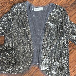 A&F Silver/Grey Sequin Cardigan